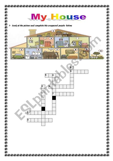 My house crossword puzzle - ESL worksheet by anabouha