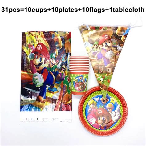 31pcs/lot super mario bros party supplies decoration set mario bros ...