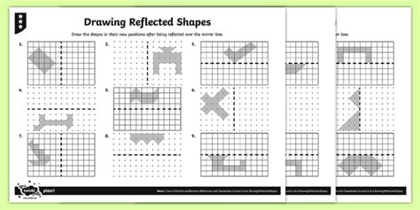 Drawing Reflected Shapes Differentiated Worksheet - Twinkl