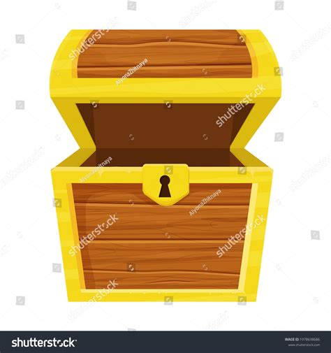 Wooden Open Empty Chest Cartoon Style Stock Vector (Royalty Free ...