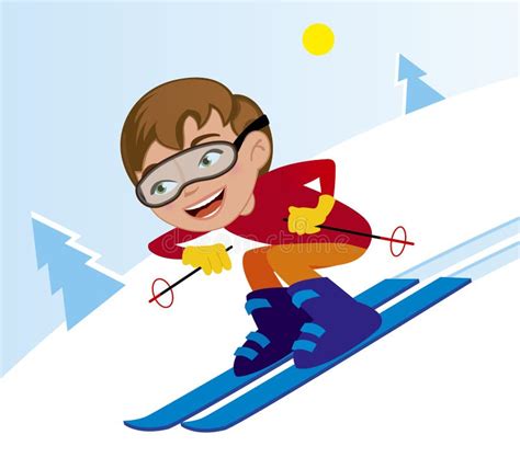 Skiing downhill in winter stock vector. Illustration of skier - 20462885