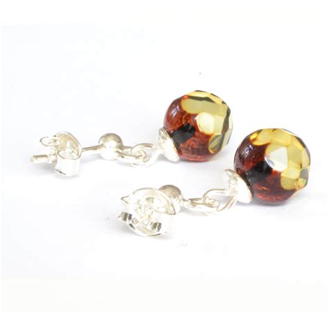 Faceted Green Amber Drop Earrings with Sterling Silver 925