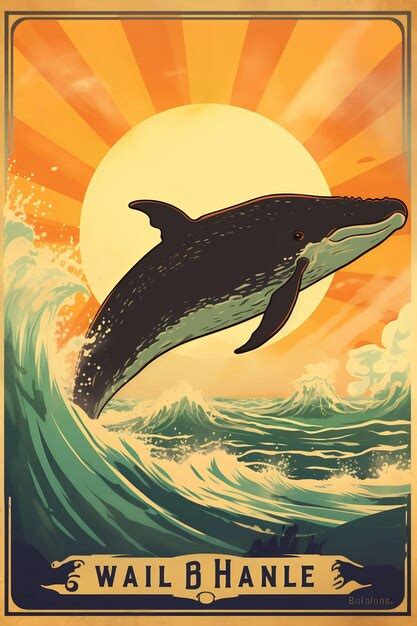 Premium AI Image | a poster for a dolphin that is on a yellow background