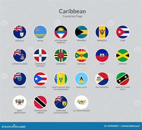 Caribbean Countries Countries Flag Icons Collection Stock Vector - Illustration of international ...