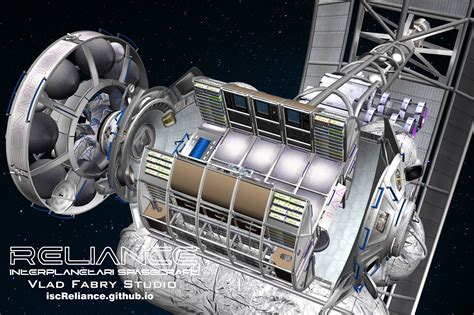 Interplanetary spacecraft of the near future. There is no artificial gravity and is designed for ...