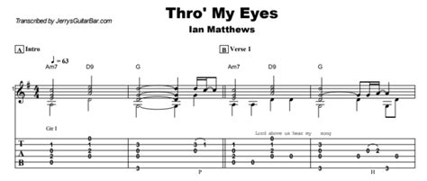 Ian Matthews - Thro' My Eyes Guitar Lesson, Tab & Chords - JGB