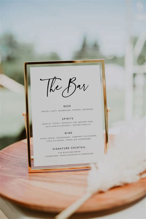 Modern Wedding Bar Menu Template 8x10 Minimalist Bar - Etsy | Bar menu ...