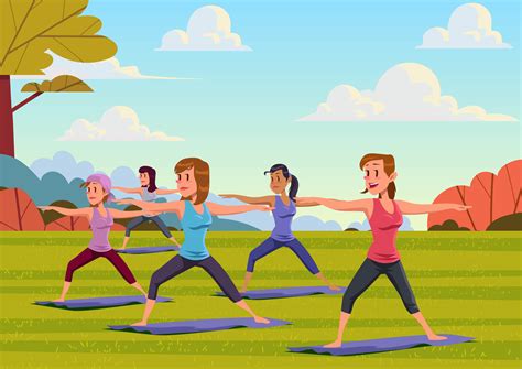 Outdoor Yoga Class 179838 Vector Art at Vecteezy