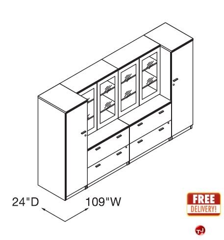 The Office Leader. Veneer Wall Storage Credenza with Glass Door and Wardrobe