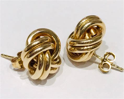 Stunning vintage 9ct yellow gold large knot stud earrings - fully ...