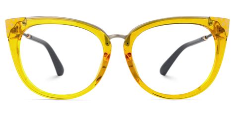 Calantha - Cat Eye Yellow Eyeglasses | Vooglam