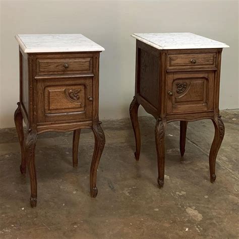 Pair of Antique French Marble-Top Nightstands at 1stDibs