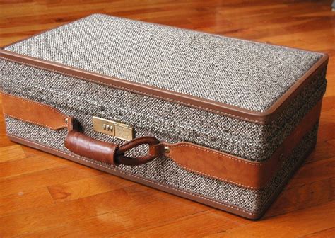 Vintage Hartmann Luggage Brown Tweed Suitcase & Combination