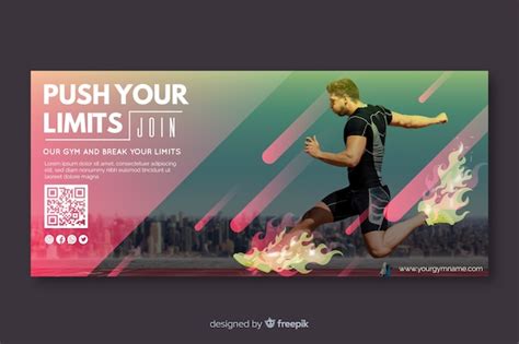 Free Vector | Sport banner template with photo