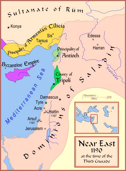 Map of The Latin East, 1190 CE (Illustration) - World History Encyclopedia