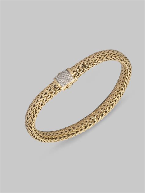 John Hardy Diamond 18k Gold Small Chain Bracelet in Gold | Lyst