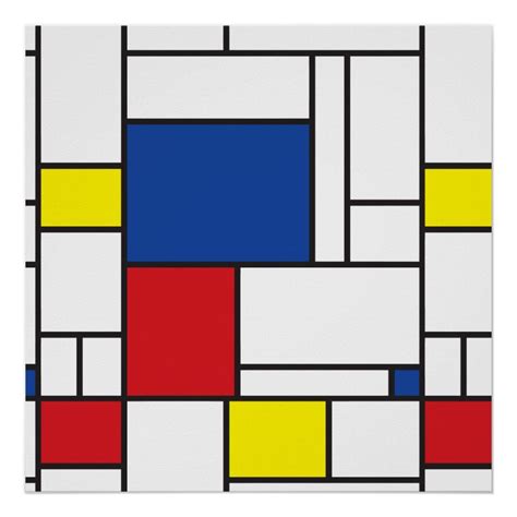 Mondrian Minimalist Geometric De Stijl Modern Art Poster | Zazzle | Famous modern art, Mondrian ...