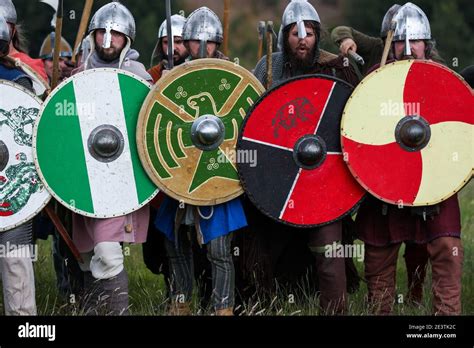 Viking battle shield wall hi-res stock photography and images - Alamy