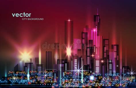 Night City Background, with Glowing Lights Stock Photo - Image of ...