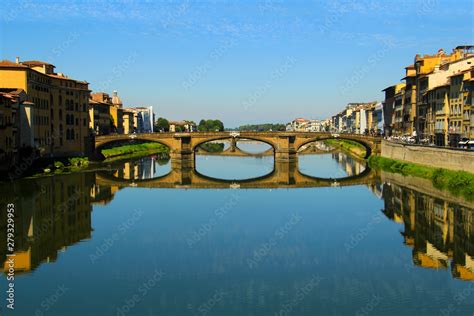 FLORENCE, ITALY - 11 09 2017 Wide view of Ponte Santa Trinita Santa ...