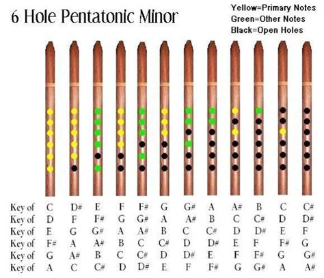 Nice graphic to familiarize yourself with the 6 Hole Pentatonic Minor - In various NAF ...