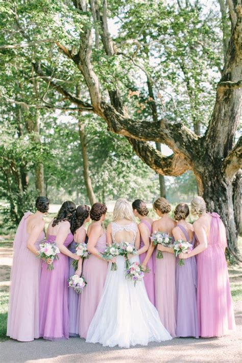 Purple and Pink Summer Wedding, Mismatched Bridesmaid Dresses in Light ...