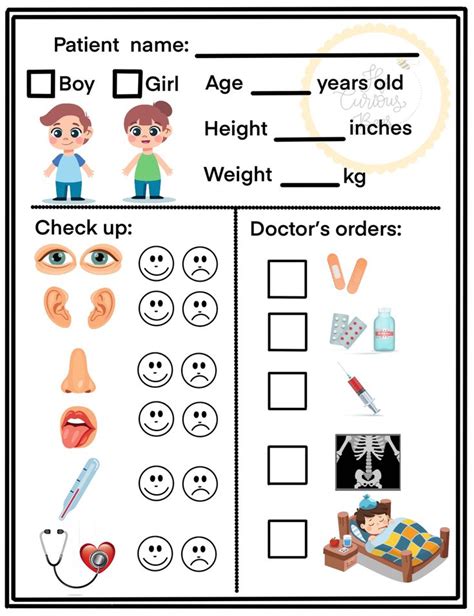 PATIENT CHECK UP CHART | Doctor for kids, Kids playing doctor, Dramatic play preschool