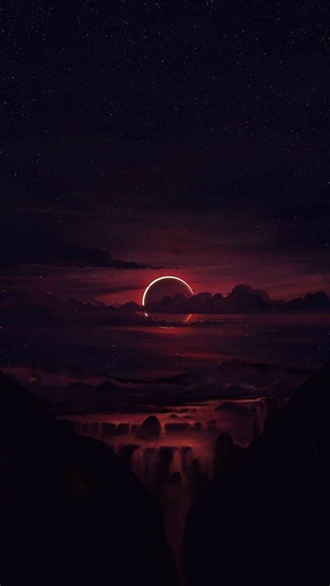 🔥 Download Red Moon Kth Dark Landscape Galaxy Wallpaper Scenery by @stacywalker | Red Moon Night ...