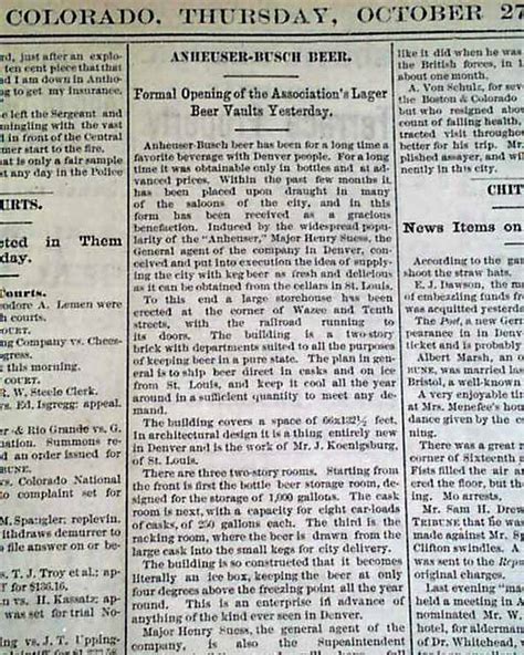 Denver newspaper from the year it became the capital of Colorado... - RareNewspapers.com