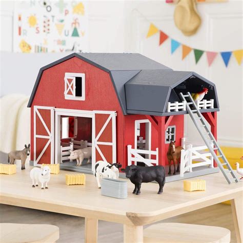 Terra By Battat Wooden Animal Barn Toy Barn Farm Toys Playset For Kids 3 (20 Pc) - Walmart.com ...