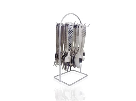 Stainless Steel Cutlery Set with Stand - Pack of 24(Silver)