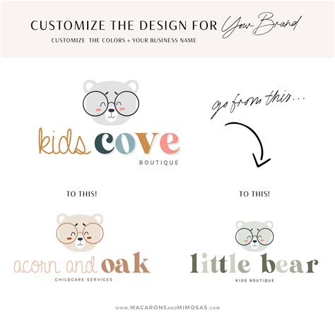 Kids Boutique Bear Logo Design • Macarons and Mimosas