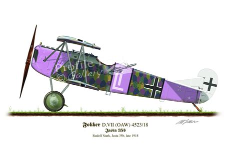 Fokker D.VII 1918 Vintage Aircraft Profile Artwork, A3 Glossy Print of First World WW1 German ...