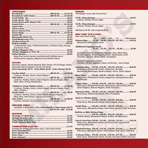 Milano's Italian Restaurant menu in Christiansburg, Virginia, USA