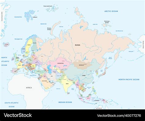 Map of the two continents europe and asia eurasia Vector Image