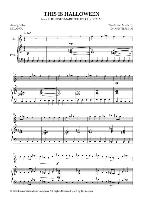 This Is Halloween Sheet Music | Danny Elfman | Oboe and Piano