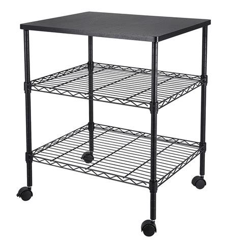 3 Tier Kitchen Cart with Wheels, SEGMART Metal Microwave Cart with Storage, Heavy Duty Rolling ...