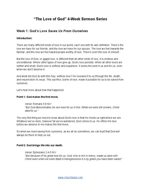 The Love of God - Sermon Series Outline | PDF