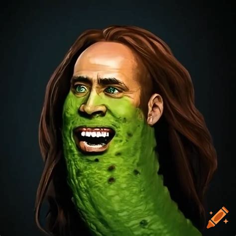 Nicolas cage depicted as a pickle on Craiyon