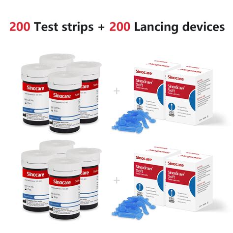 sinocare Blood Glucose Test Strips x 200 pcs, Diabetic Test Strips for ...