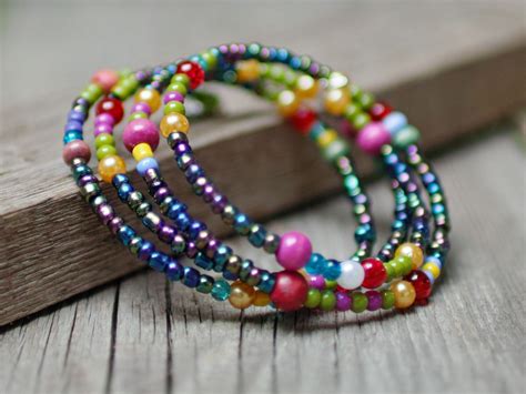 BOHO seed beads bracelet, memory wire bracelets for women, bohemian bracelet, accessories