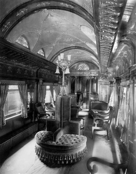 Train Travel in the 1800s – Old Photos depict the interior of a Rococo period Pullman train car ...