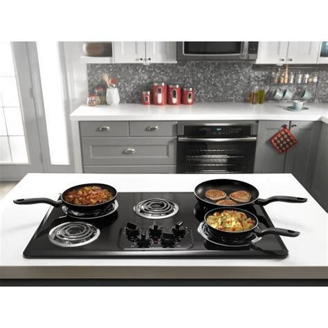 Amana ACC6356KFB 36 Inch Electric Cooktop with 5 Heating Elements, Right Controls, Chrome Drip ...