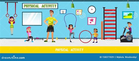 Kids Playing In The School Gym Vector Illustration | CartoonDealer.com #25602746