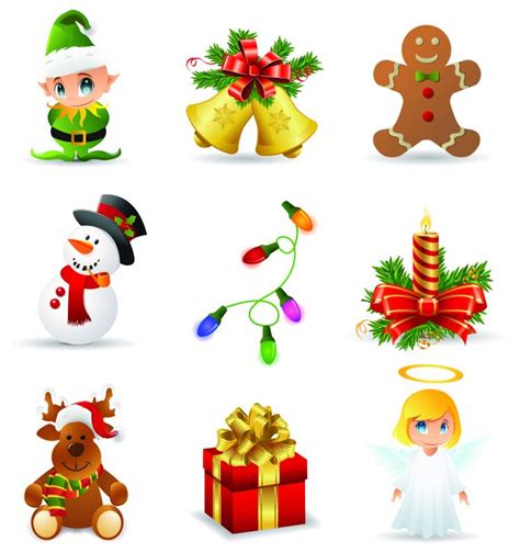Beautiful christmas icons vector Free Vector / 4Vector