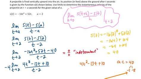 Calculus POD #15 Find the Instantaneous Velocity of an Object using the ...