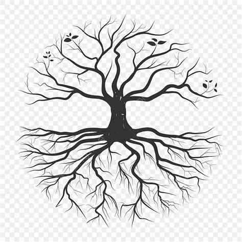 Hand Draw Tree Vector PNG Images, Tree Root Hand Drawing, Roots Clipart, Background, Black PNG ...