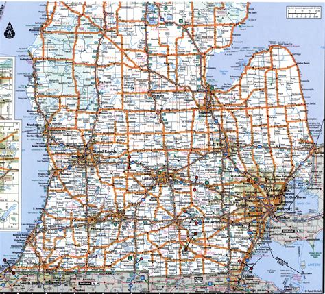 Michigan state highway map with truck routes. Michigan roads map ...