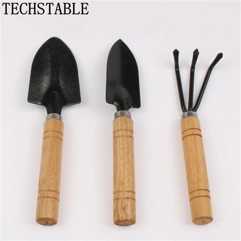 Garden three piece mini rake small shovel floral shovel wooden ...