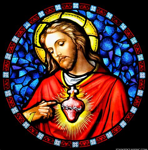 "Devotion to the Sacred Heart of Jesus" Religious Stained Glass Window